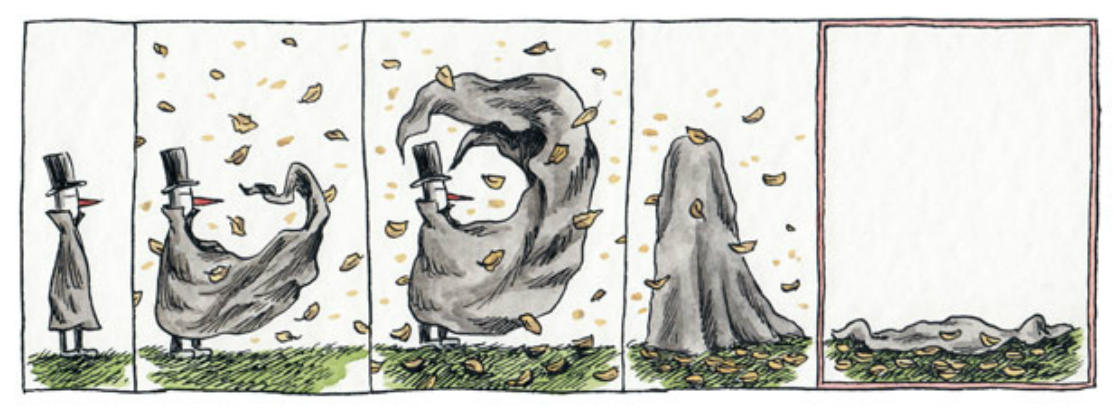 Uma nova aventura do Misterioso Homem de Preto, por Liniers