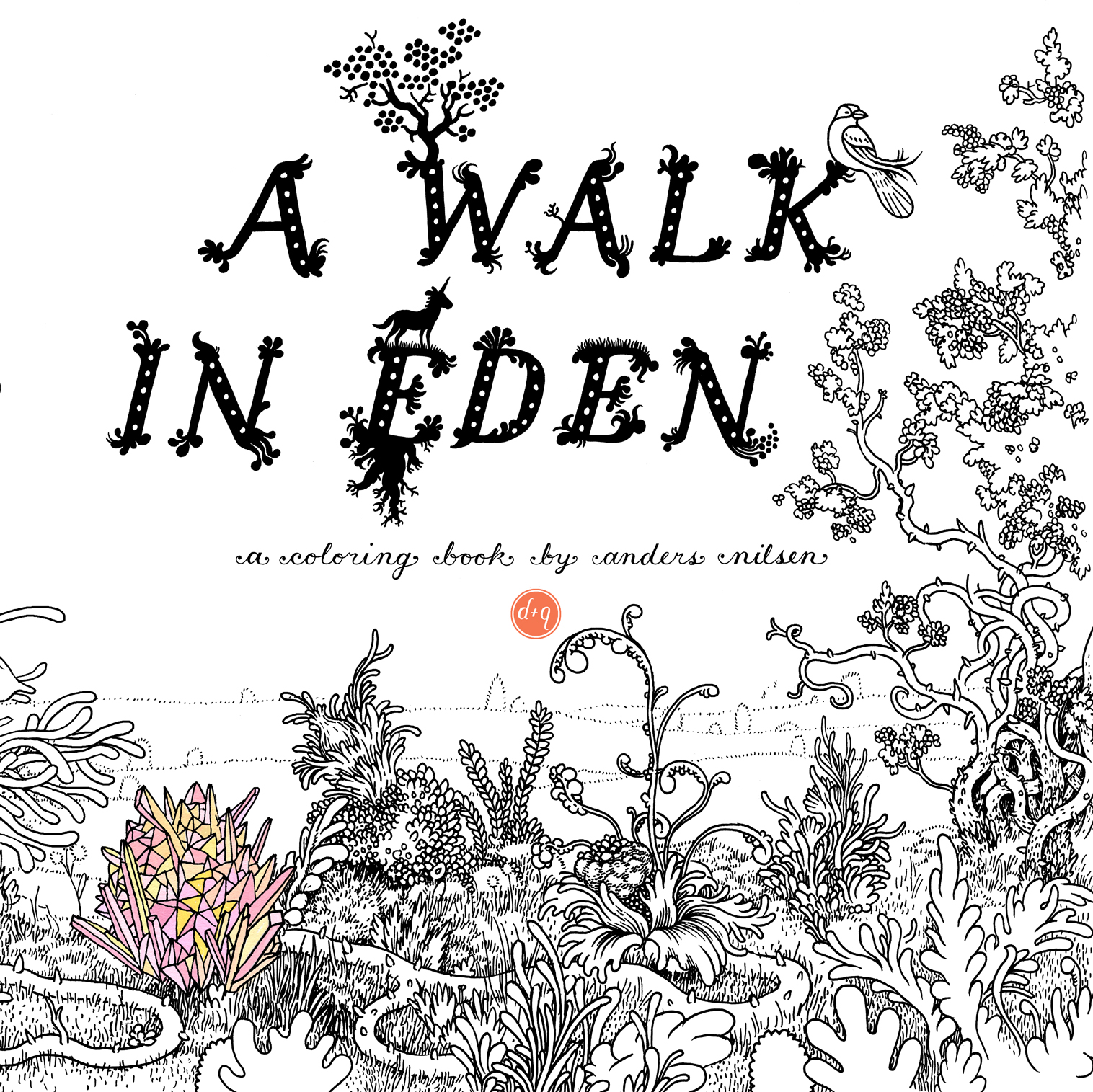 A Walk in Eden: a capa do livro de colorir de Anders Nilsen