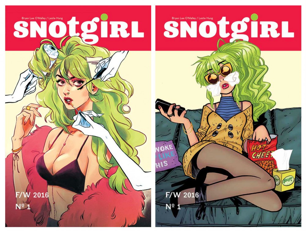 As capas do primeiro número de Snotgirl, a série mensal de Bryan Lee O’Malley pela Image