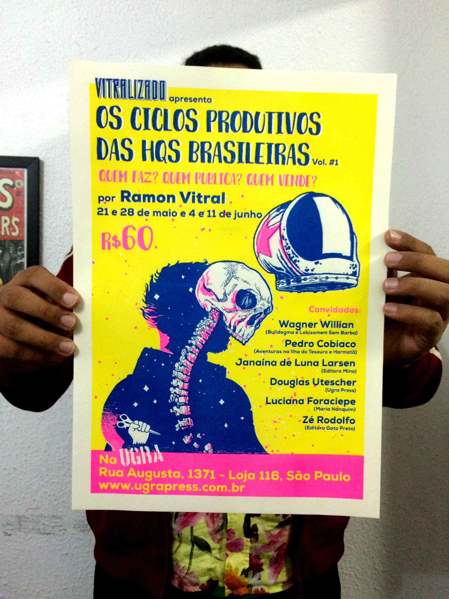 O cartaz do curso Os Ciclos Produtivos das HQs Brasileiras